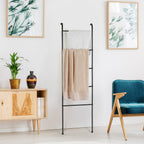 Matte Black 5-Tier Metal Blanket Ladder, Leaning Towel Rack for Bathroom, Living Room & Laundry Room