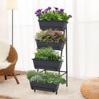 4-Tier Vertical Raised Garden Bed - Elevated Planter Box for Herbs, Vegetables & Flowers, Space-Saving Indoor/Outdoor Standing Planter, Grey