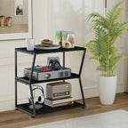 3-Tier Media Stand & Record Player Table - Industrial AV Audio Rack for DVD Players, Game Consoles & WiFi Routers, Stylish Living Room Organizer