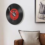 1*8inch Vinyl Record Wall Clock - Creative Retro Music Record Decorative Clock - Silent Non-Ticking for Music Lovers