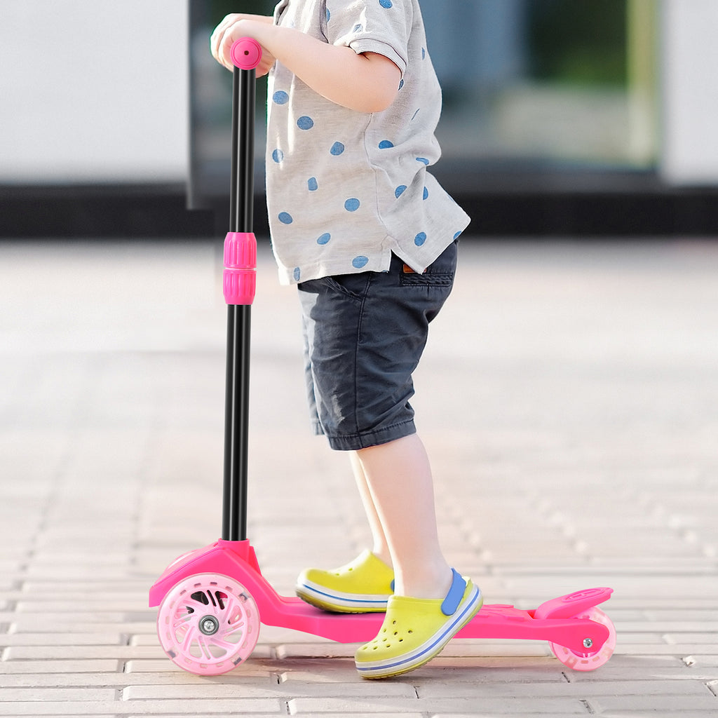 3-Wheeled Toddler Scooter for Kids Ages 2-8, Toddlers Age 3-8 Year Old Boys and Girls- Kid Three Wheel Scooters with LED Light Up Wheels, Lean to Steer, and Height Adjustable