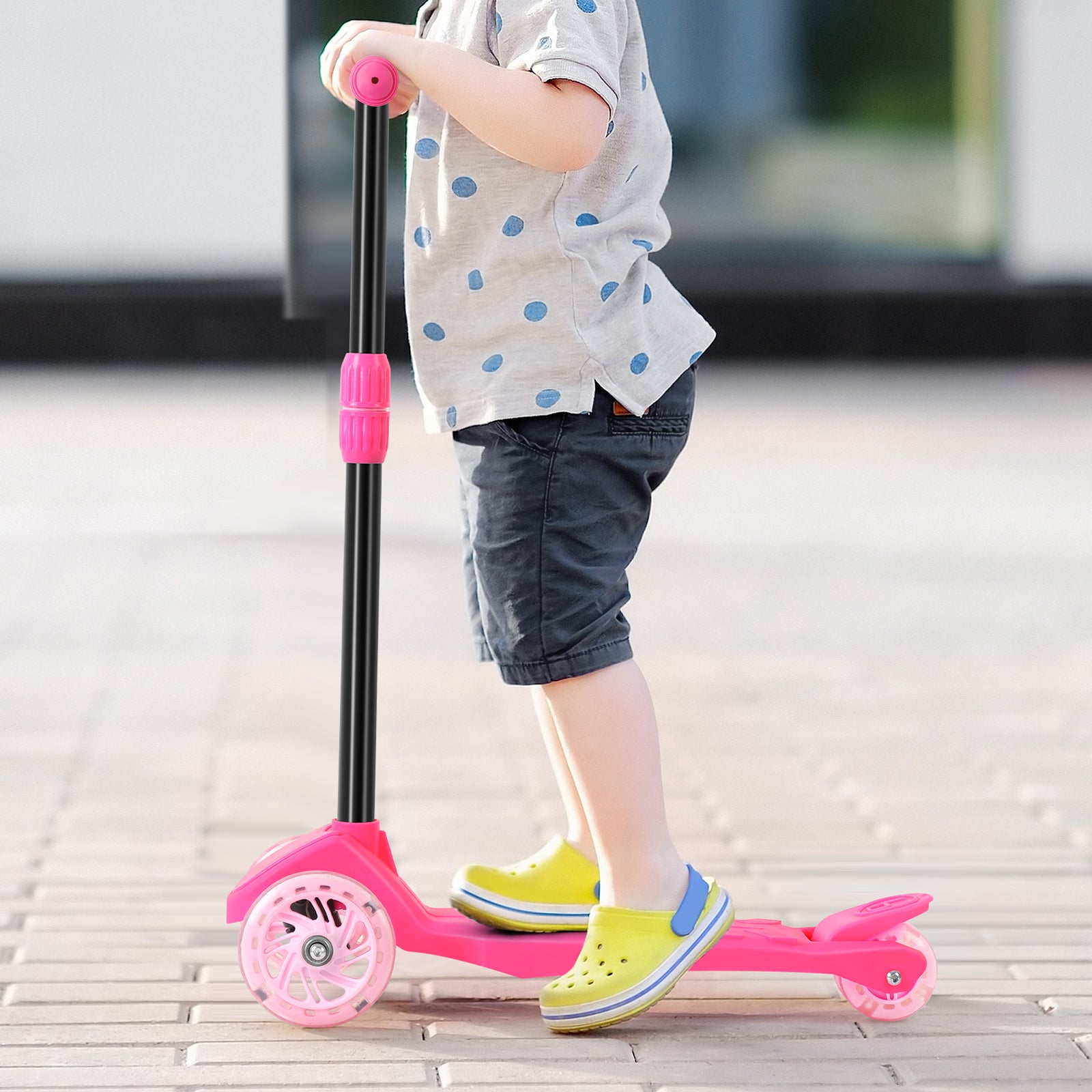 3-Wheeled Toddler Scooter for Kids Ages 2-8, Toddlers Age 3-8 Year Old Boys and Girls- Kid Three Wheel Scooters with LED Light Up Wheels, Lean to Steer, and Height Adjustable