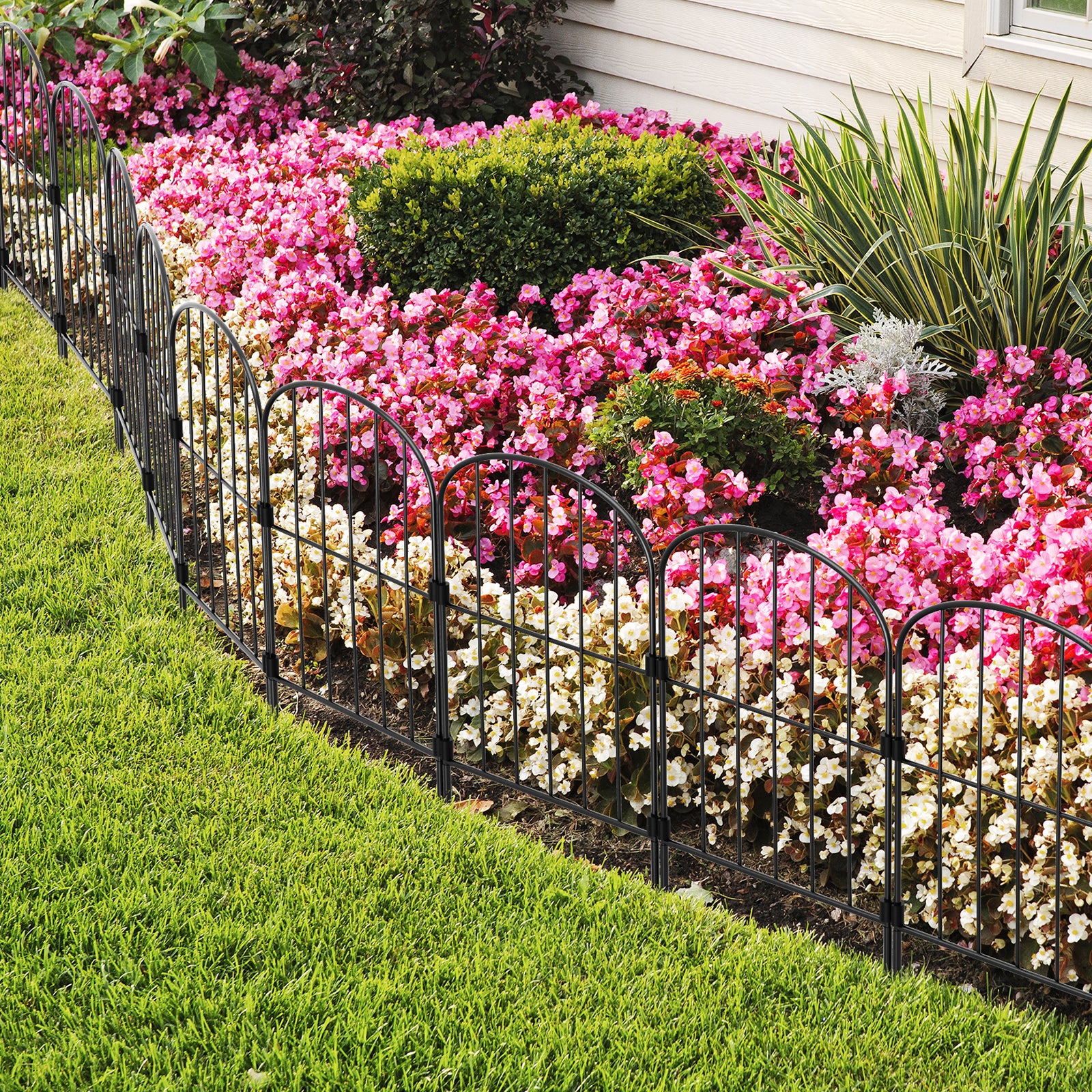 25 Panels 27ft x 24in Metal Garden Fence, Rustproof Decorative Arched Wire Fencing, Outdoor Animal Barrier for Yard, Flower Bed, Patio