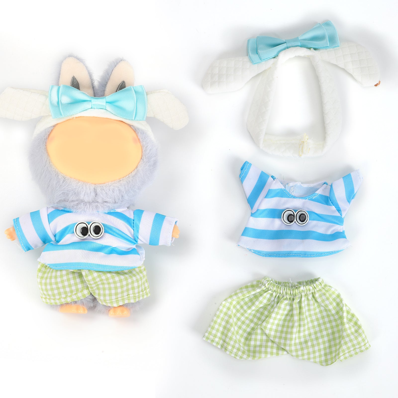 Doll Clothes Outfit Set for 6.69 Inch Mini Plush Doll, Handmade Fashion Doll Dress Up Costume, showcasing a variety of doll accessories styles (Doll Not Included)
