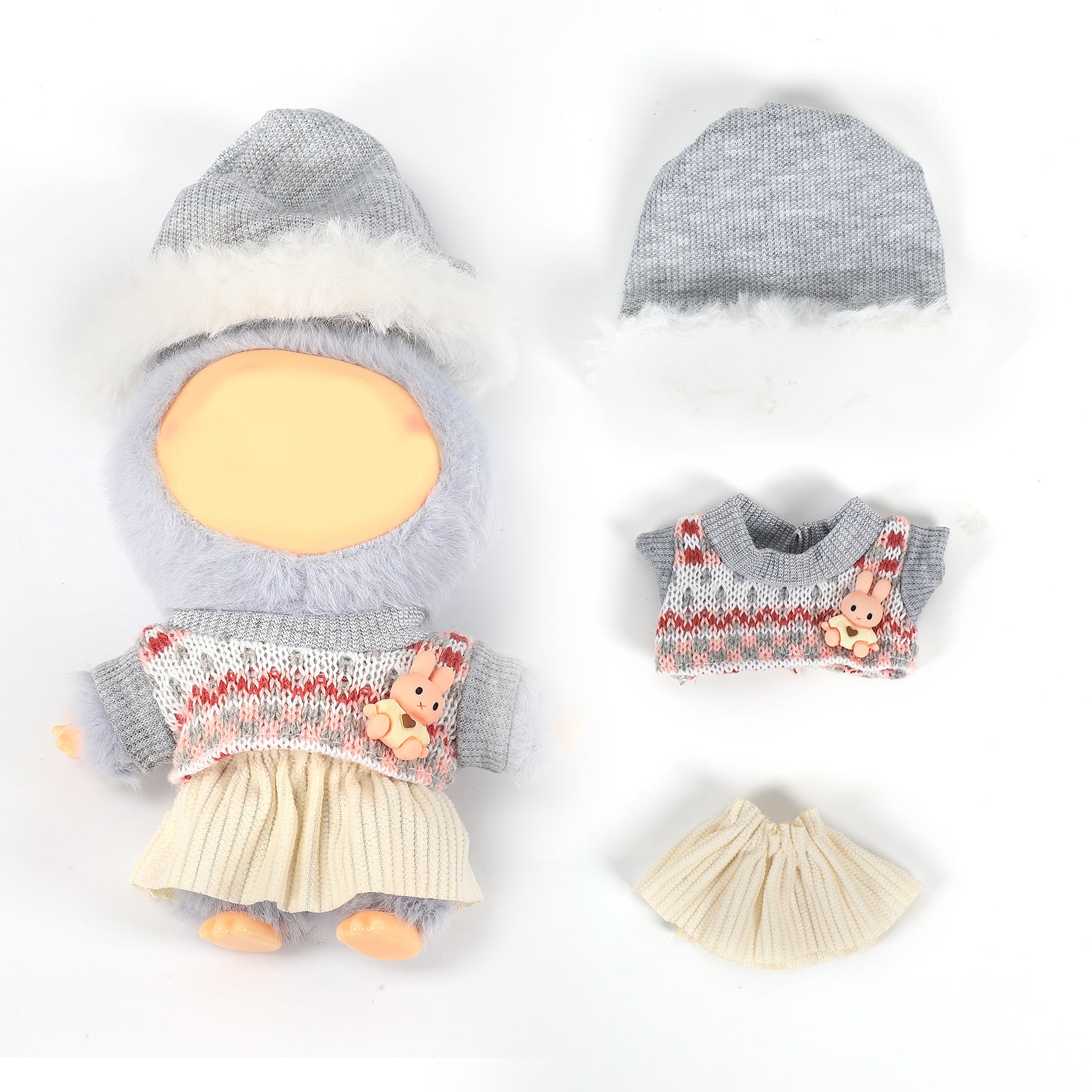 Doll Clothes Outfit Set for 6.69 Inch Mini Plush Doll, Handmade Fashion Doll Dress Up Costume, showcasing a variety of doll accessories styles (Doll Not Included)