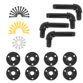 4-Pack Industrial Pipe Shelf Brackets, Cast Iron Elbow Shelving Brackets for DIY Floating Shelves, Heavy Duty Wall Mount Brackets, Black,