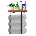 Wall Mounted Bathroom Towel Rack with Wooden Shelf - Metal Holder for Rolled Bath Towels in RVs & Small Spaces