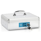 Multifunction Locking Cash Box with Lock, Durable Money Box with Cash Tray, Portable Lock Safe Box with Key, Money Saving Organizer with Handle, Security Safe Organize for Office, Small Businessr