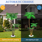 Solar Lighted Palm Tree Set (6ft, 3.3ft, 2ft) - Outdoor Christmas Decoration, 8 Modes w/ Remote & Timer
