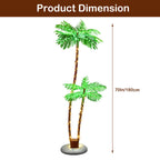 Solar Lighted Palm Trees (Set of 2) - LED Outdoor Tropical Party & Pool Deck Decorations w/ Timer
