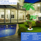 Solar Lighted Palm Tree Set (6ft, 3.3ft, 2ft) - Outdoor Christmas Decoration, 8 Modes w/ Remote & Timer
