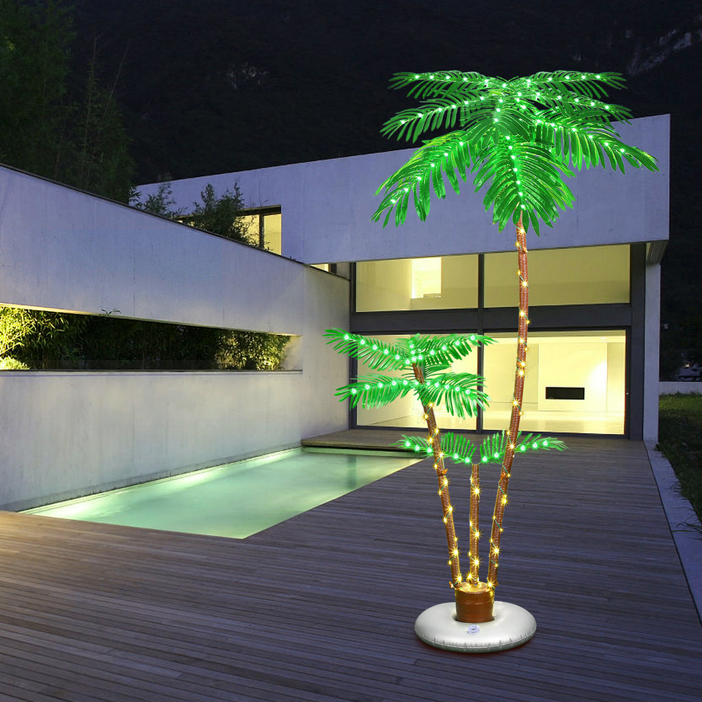 Solar Lighted Palm Tree Set (6ft, 3.3ft, 2ft) - Outdoor Christmas Decoration, 8 Modes w/ Remote & Timer