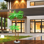 Solar Lighted Palm Trees (Set of 2) - LED Outdoor Tropical Party & Pool Deck Decorations w/ Timer